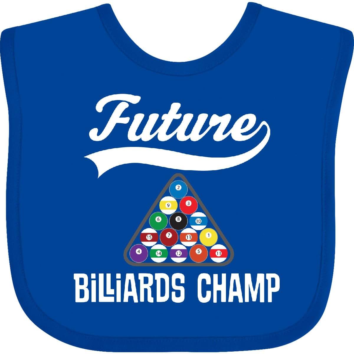 Inktastic Future Billiards Champ Baby Bib, Pool-Themed Cotton Bib with Hook and Loop Closure