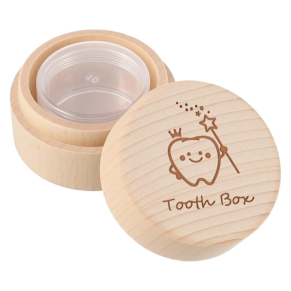 QFGasre Tooth Fairy Box Wooden Keepsake Box With Acrylic Bottle