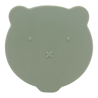 Clevakid Silicone Snack And Fruits Container In Green Olive Bear Design