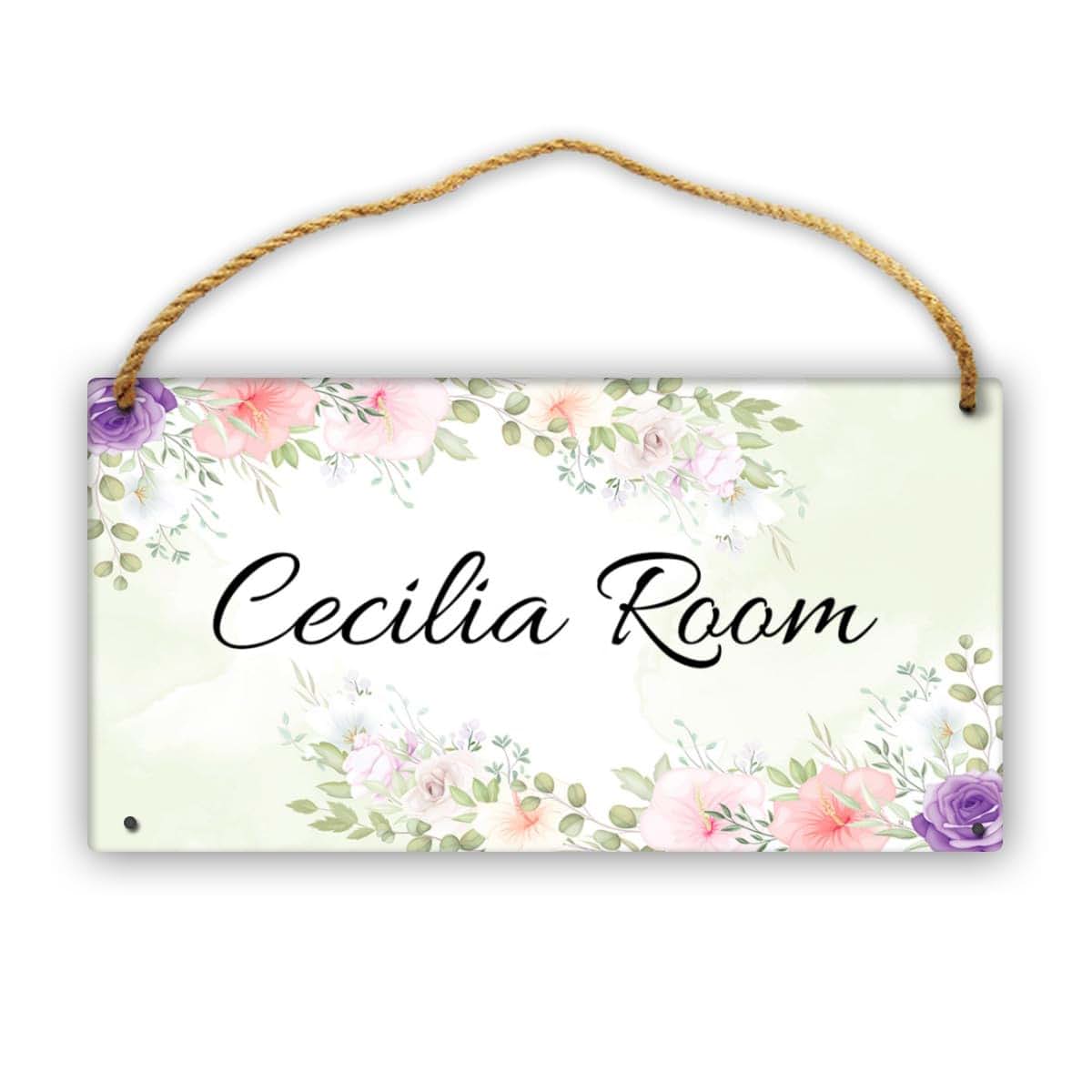 CUSDECOR Personalized Flower Floral Kid Room Door Sign Custom Name Boys Girls Bedroom Toddler Baby Nursery Decor Art