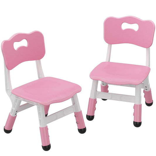 PeacefulHues 2-Pack Height-Adjustable Kids Plastic Chairs - Ergonomic Backrest, Non-Slip Feet, Durable, 82Kg Weight