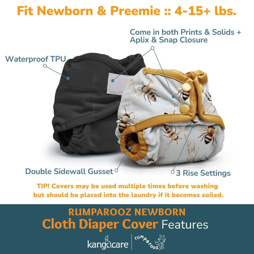 Kanga Care Rumparooz Double Leg Gusset Reusable Cloth Diaper Cover for Newborns