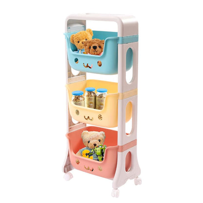 YSLoccbac 3-Tier Kids Rolling Cart Toy Storage, Plastic Mobile Shelf with Wheels, Smile Face Bins for Playroom Nursery (photo 2)