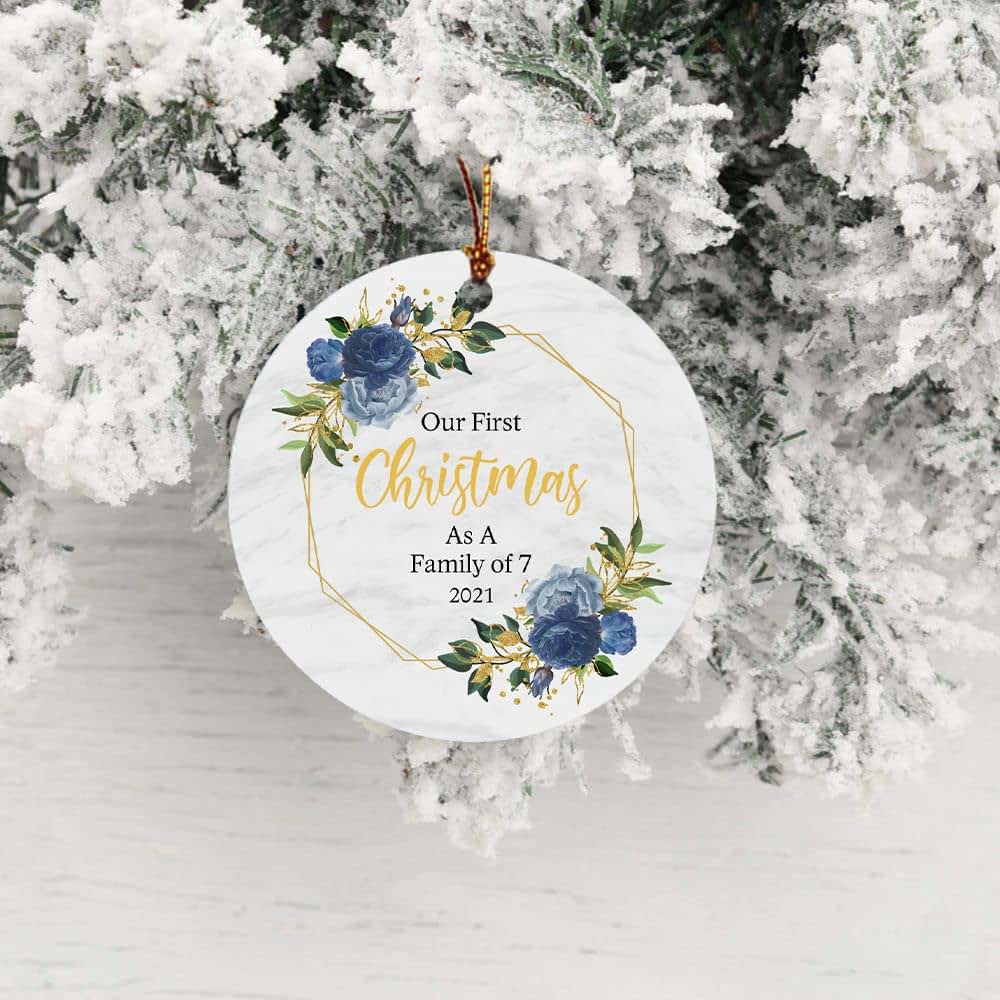 Cheyan Our First Christmas As A Family of 7 Ornament Gift for Baby New Parents Xmas Tree Decoration, 1st Christmas as (photo 4)