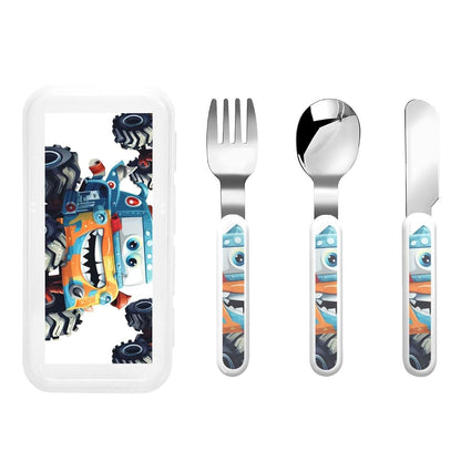 DDTKLSNV 3-Piece Kids Silverware Set With Storage Case, Stainless Steel Reusable Children Safe Knife Spoon Fork Set