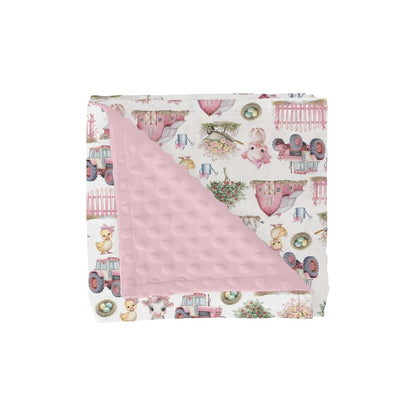 Selgkds Pink Farm Animals Baby Blanket With Dotted Fleece Backing