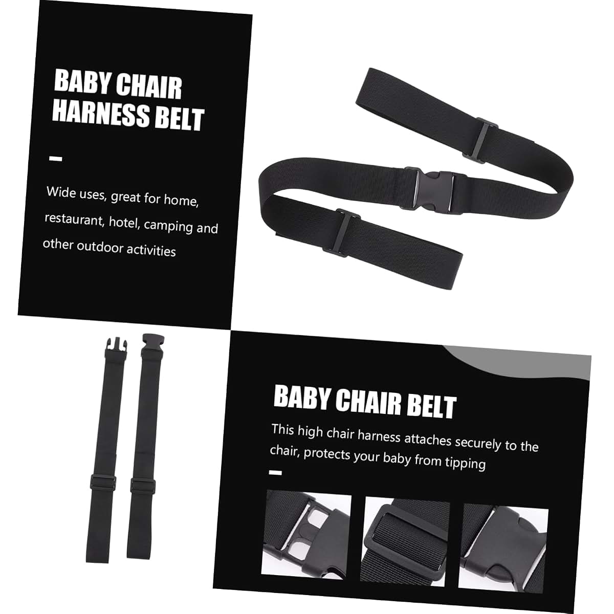 Adjustable Polyester High Chair Straps for Babies and Toddlers (3-Pack)