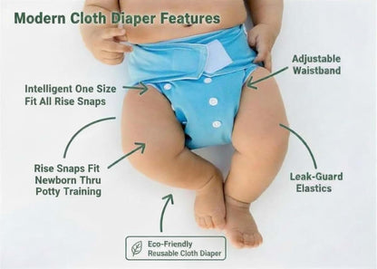 KAWAII BABY Fast Changing Cloth Diaper Pack - 6 Heavy Duty Hook & Loop Diapers with 12 Diaper Inserts One Size (photo 2)