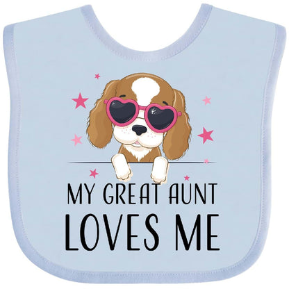 Inktastic Cute Pup My Great Aunt Loves Me Baby Bib