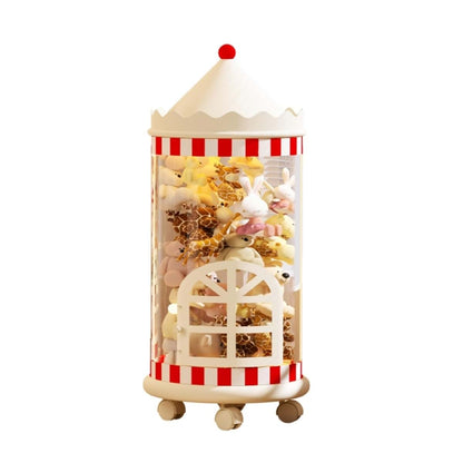 LUFOFOX Transparent PVC Storage Tube Castle Style with Door and Wheels
