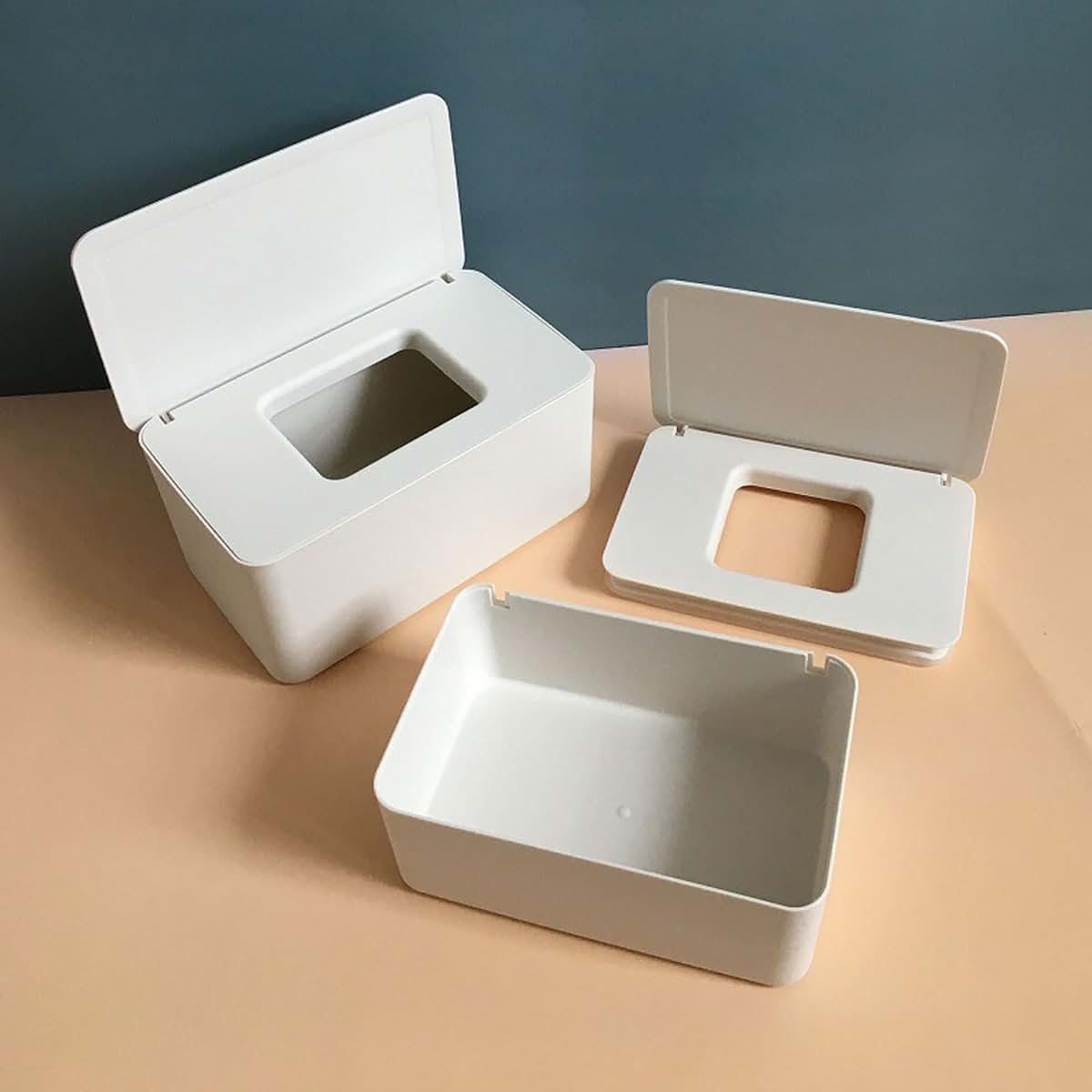 Yunduokeji 2-Piece Baby Wipes Case With Sealing Lid, Large Size White Box (photo 2)