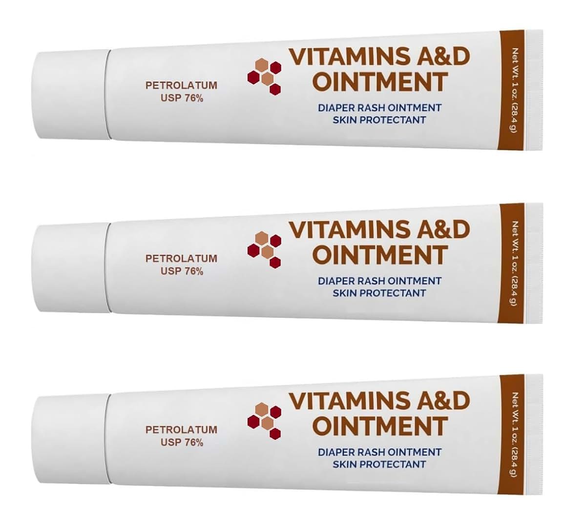 AmeriCan Goods 3/Pack Tubes Vitamins A & D Ointment Diaper Cream - 1oz Protective Diaper Rash Formula for Sensitive Skin
