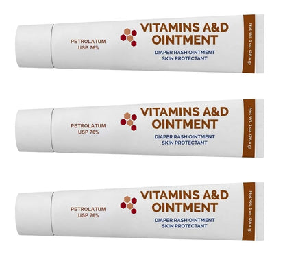 AmeriCan Goods 3/Pack Tubes Vitamins A & D Ointment Diaper Cream - 1oz Protective Diaper Rash Formula for Sensitive Skin