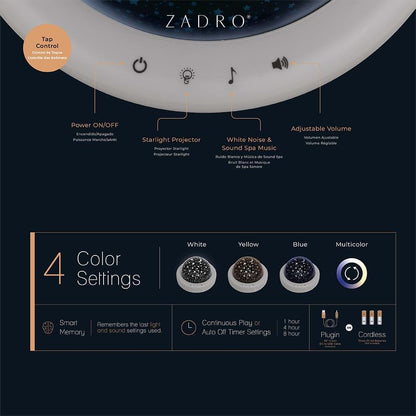Zadro Star Night Light: LED Starlight Projector and Sound Machine