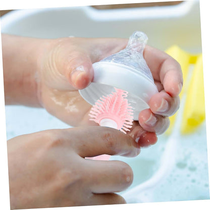 BabyOneStop Silicone Baby Bottle Teat Cleaning Brush Set, Light Grey
