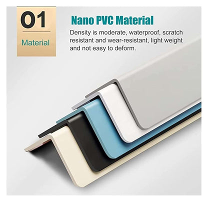 BabyOneStop PVC Wall Corner Protector, 90-Degree Edge Guard for Walls and Furniture, Grey, 0.8m