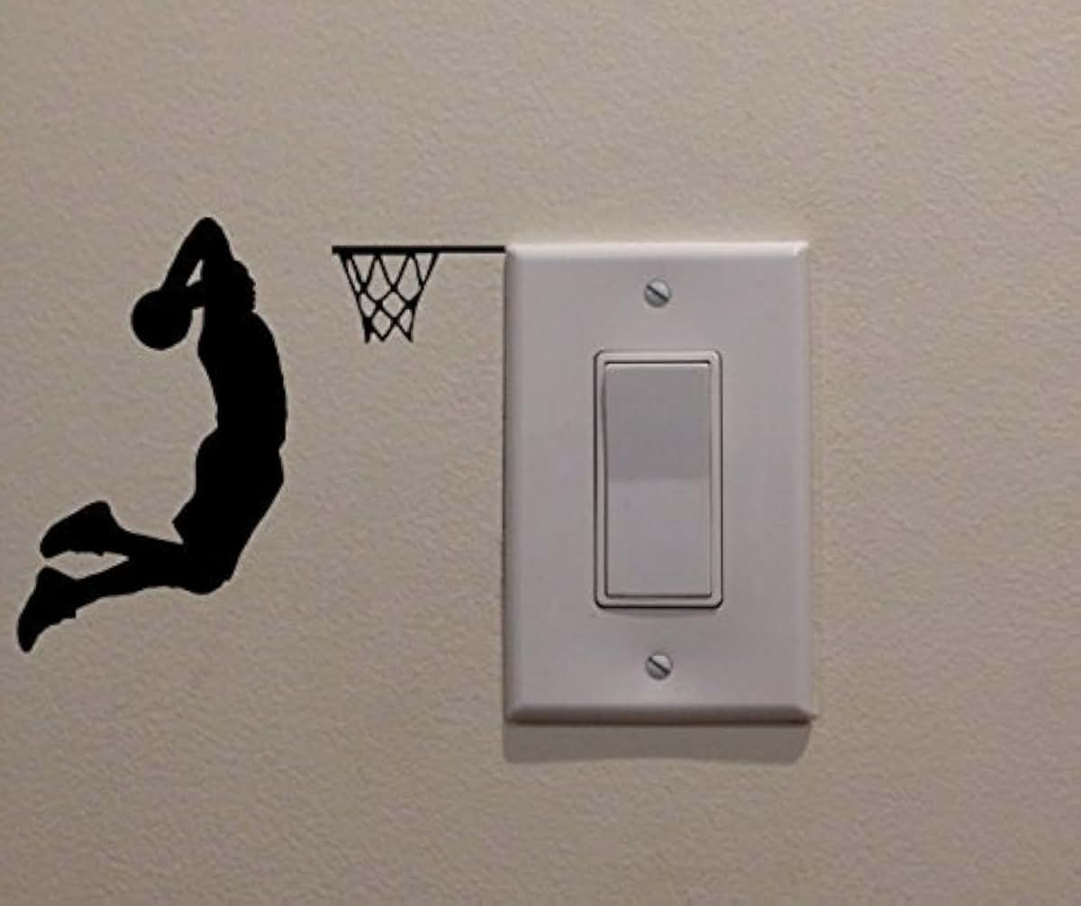 Yingkai Two Handed Slam Dunk Basketball Light Switch Wall Decal