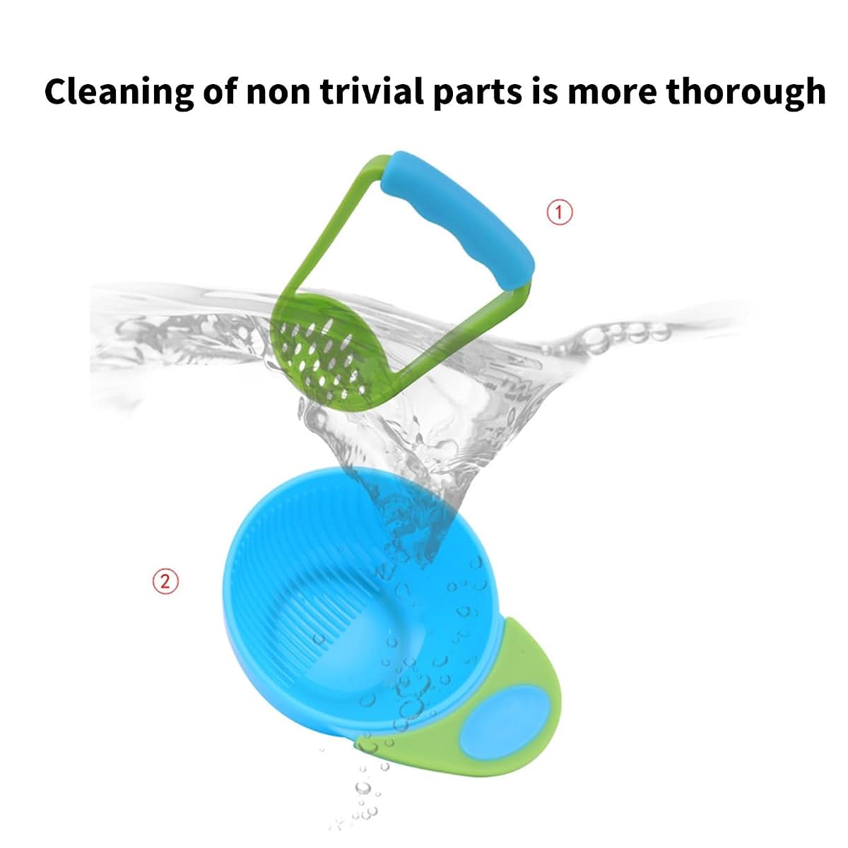 BabyOneStop Baby Food Masher Bowl with Handle, Food Grade PP for 6+ Months
