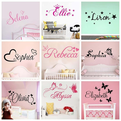 Jifu Personalized Custom Name Butterfly Wall Sticker For Nursery