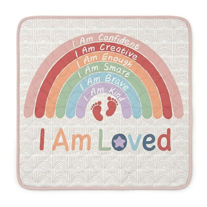 Baby Play Mat for Floor - 50x50 Foldable Washable Rainbow Design
