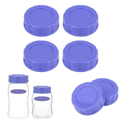 Purple 4-Piece Baby Bottle Cap Set for Travel & Storage Lids