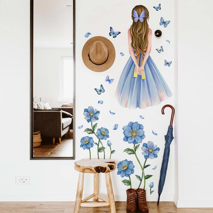 Winhappyhome Floral Butterfly Vinyl Wall Decals for Room Decoration