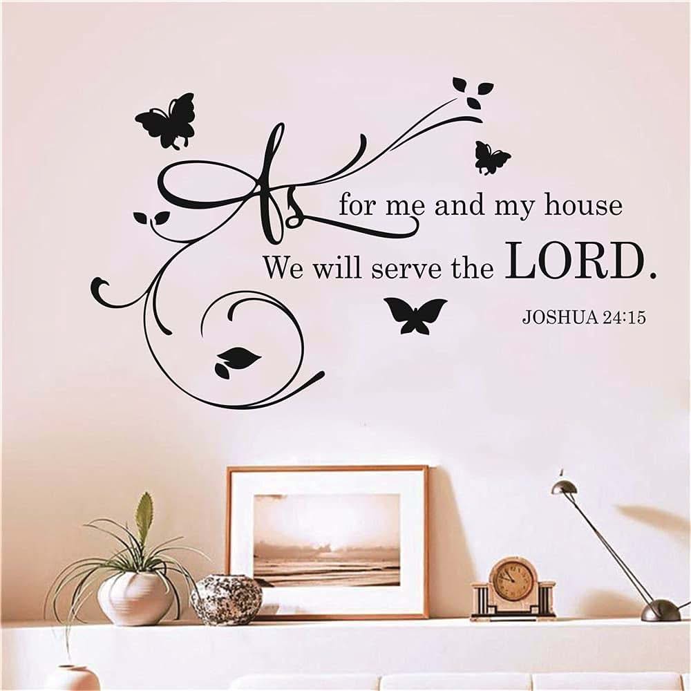 YOYOYU ART HOME DECOR Bible Verse Wall Decal Joshua 24:15 Butterfly Christian Vinyl Wall Art (photo 3)