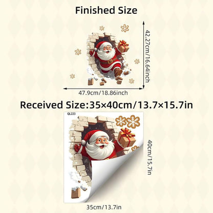 BabyOneStop Santa Claus 3D Wall Decals, Christmas Brick Wall Decoration