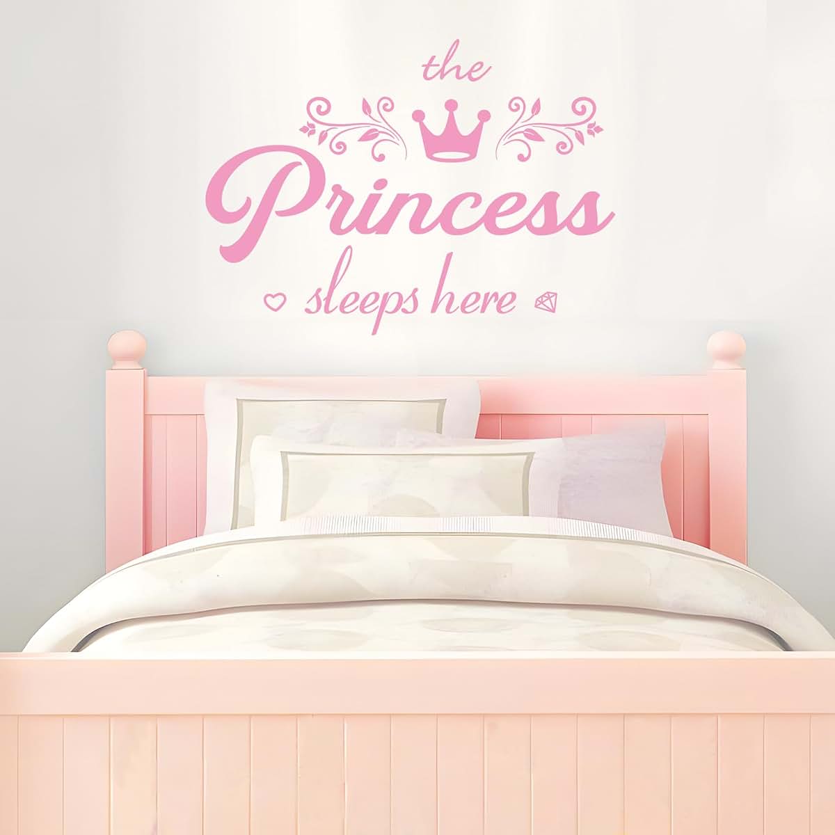 Pink Princess Crown Wall Decals, Peel and Stick Nursery Decor