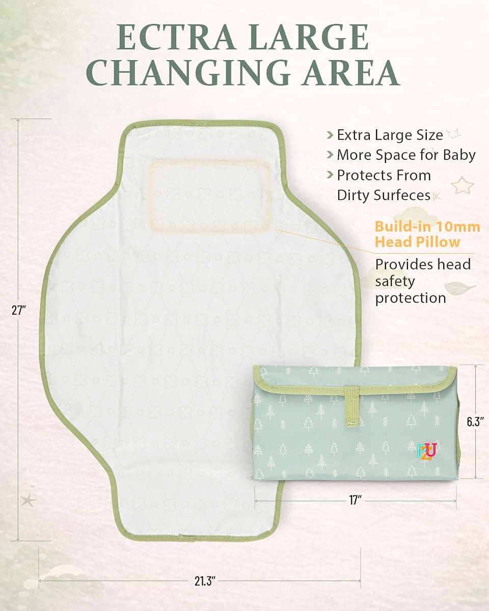 Portable Waterproof Diaper Changing Pad with Built-in Pillow