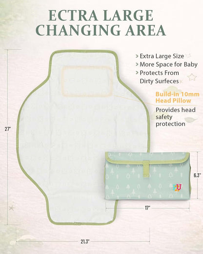 Portable Waterproof Diaper Changing Pad with Built-in Pillow