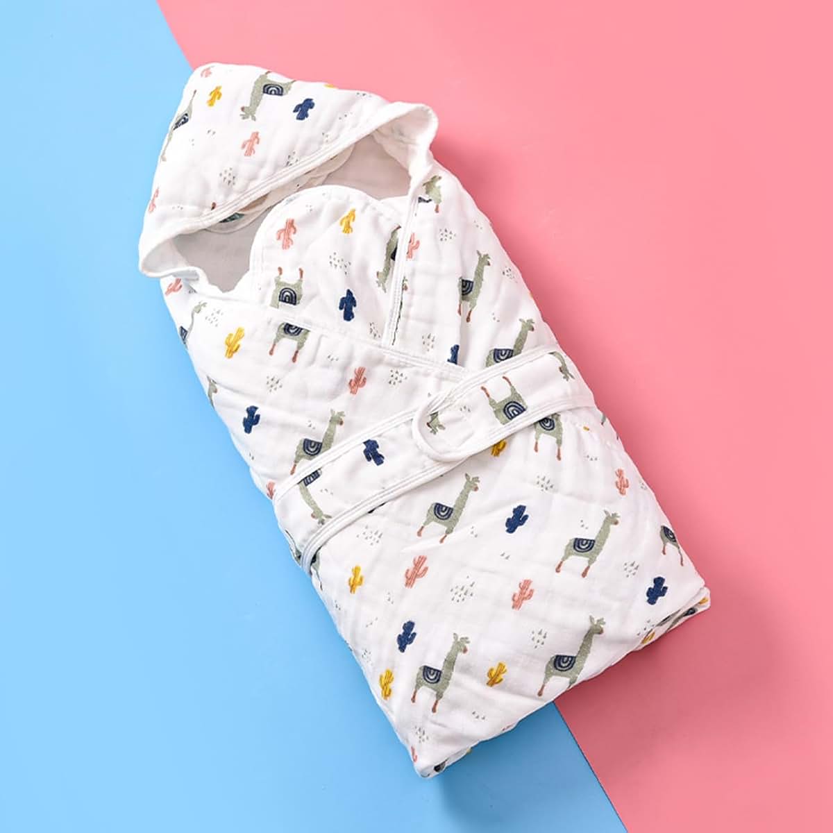 Muslin Swaddling Blanket for Newborn, 33.5x33.5 Inch Cotton Swaddle Wrap with Snap Buttons