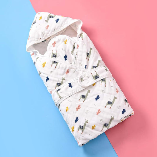 Muslin Swaddling Blanket for Newborn, 33.5x33.5 Inch Cotton Swaddle Wrap with Snap Buttons