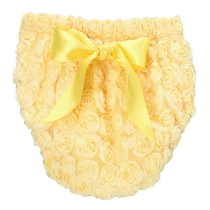 Share n' Smiles Fancy Chiffon Rosette Baby Diaper Cover Bloomer 2-Pack Gift Set (Medium, Yellow + Hot Pink) (photo 2)