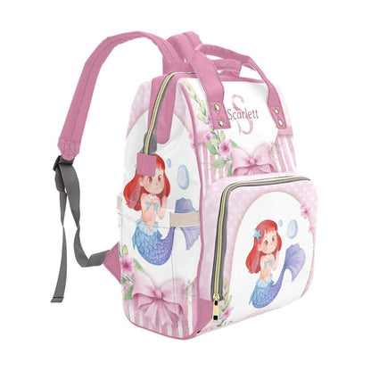 YallLocoMo Personalized Diaper Bag Backpack Pink Floral Mermaid (photo 3)