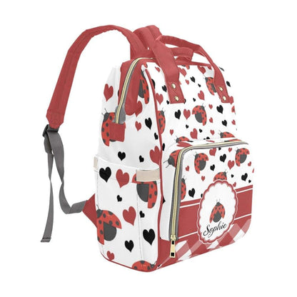 NZOOHY Red Ladybird Personalized Diaper Bag Backpack,Custom Name Diaper Backpack Baby Nappy Bag Mommy Bag for Boys (photo 2)