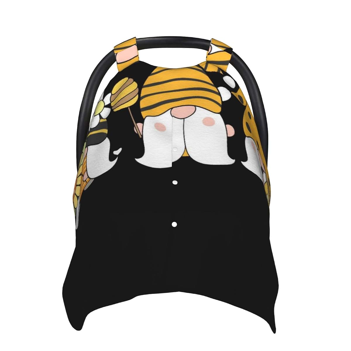 CAYKWVZ Sunflower Bee Cute Cartoon Gnome Black Baby Car Seat Canopy Cover Multi Use Shower Gift, Nursing Cover for Mom
