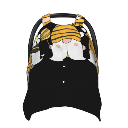 CAYKWVZ Sunflower Bee Cute Cartoon Gnome Black Baby Car Seat Canopy Cover Multi Use Shower Gift, Nursing Cover for Mom