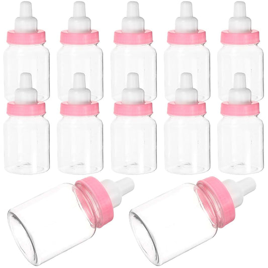 FOMIYES 12Pcs Pink Decorative Mini Bottle for Baby Shower Favors