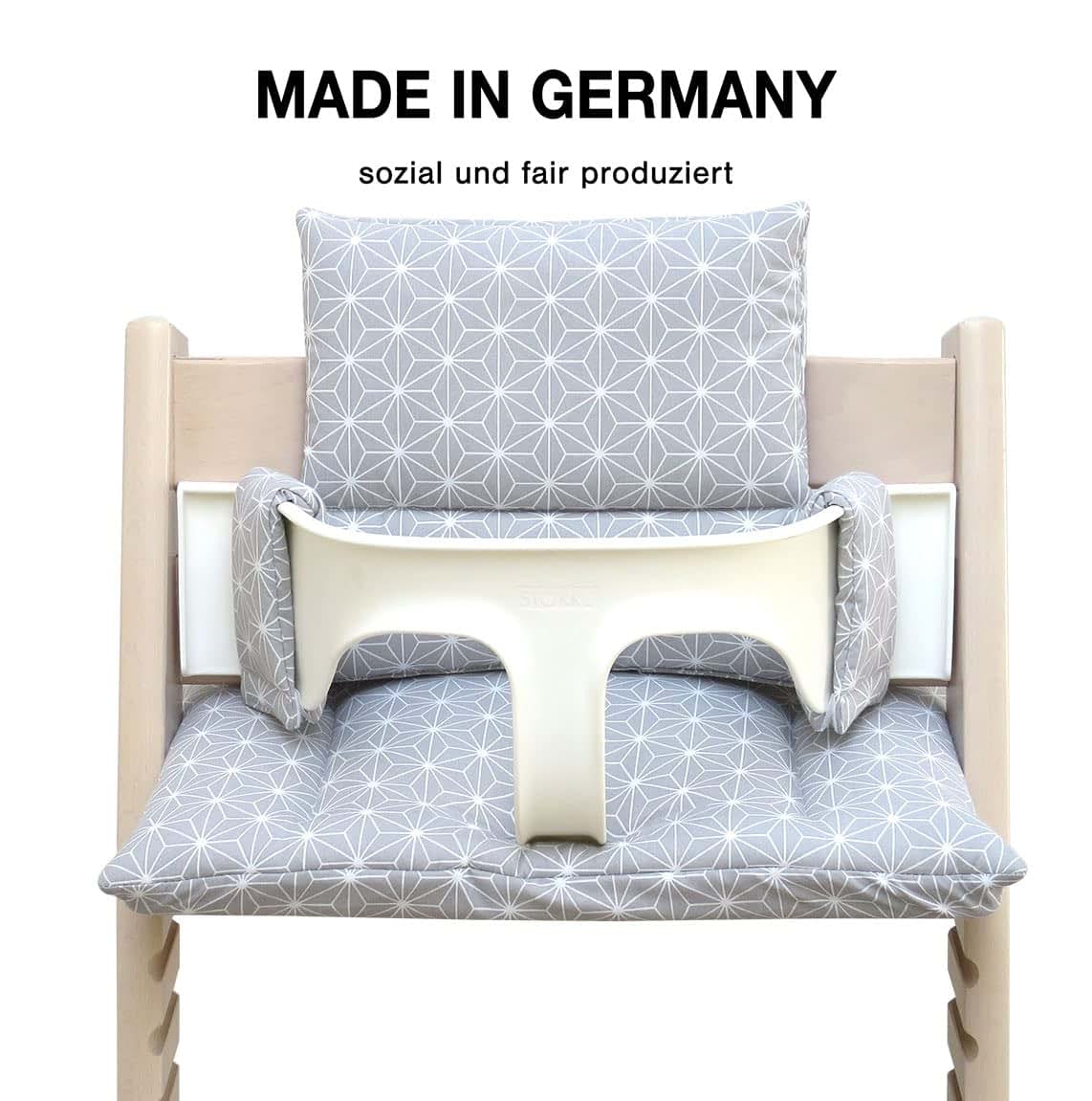 Blausberg Baby - Coated Cushion Set for Tripp Trapp High Chair of Stokke - Happy Star Gray - 100% Made in Germany, All (photo 3)
