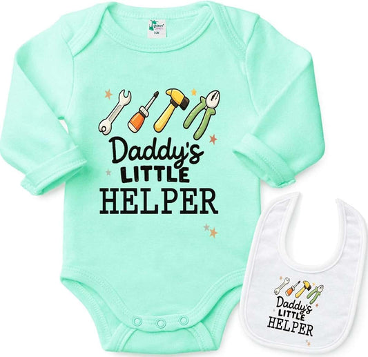 SHIRTZIE DESIGNS Daddy's Little Helper Baby Onesie -Tool Newborn Infant Outfit Bodysuit & blb Set