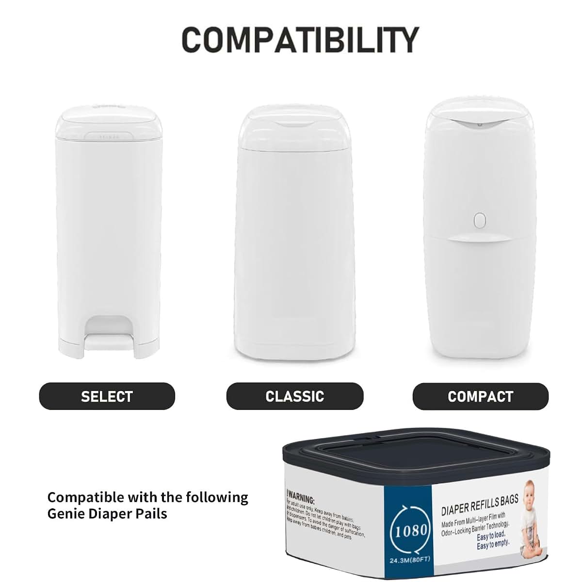 xenxeng Jumbo Square Refills Disposal Bags Refill Compatible with Diaper Genie (photo 3)