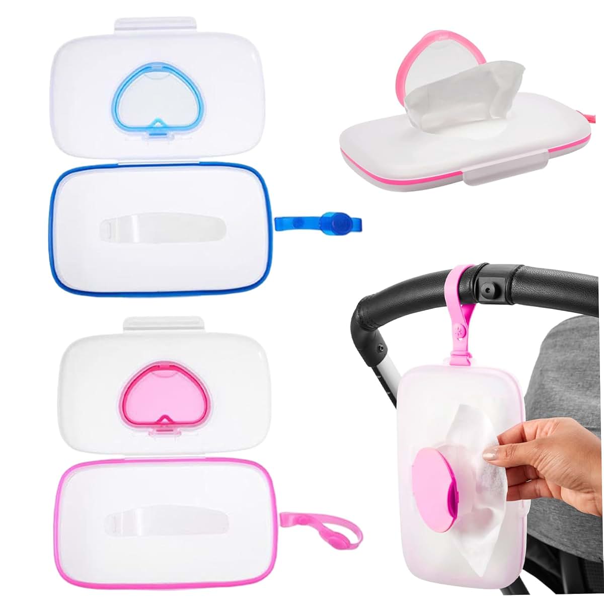BabyOneStop 2-Pack Wet Wipes Dispenser Box with Handle and Sealing Lid