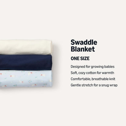 Amazon Essentials X Sofia Grainge Unisex Babies' Swaddle Blanket, Ivory/Navy/Geese, One Size (photo 2)
