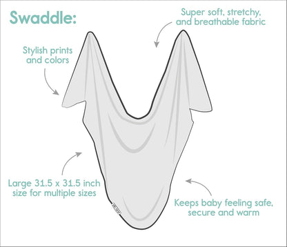Lars & Lola Baby Swaddle Blanket, 31.5 x 31.5 Inches, Mint Stripe, Soft & Stretchy