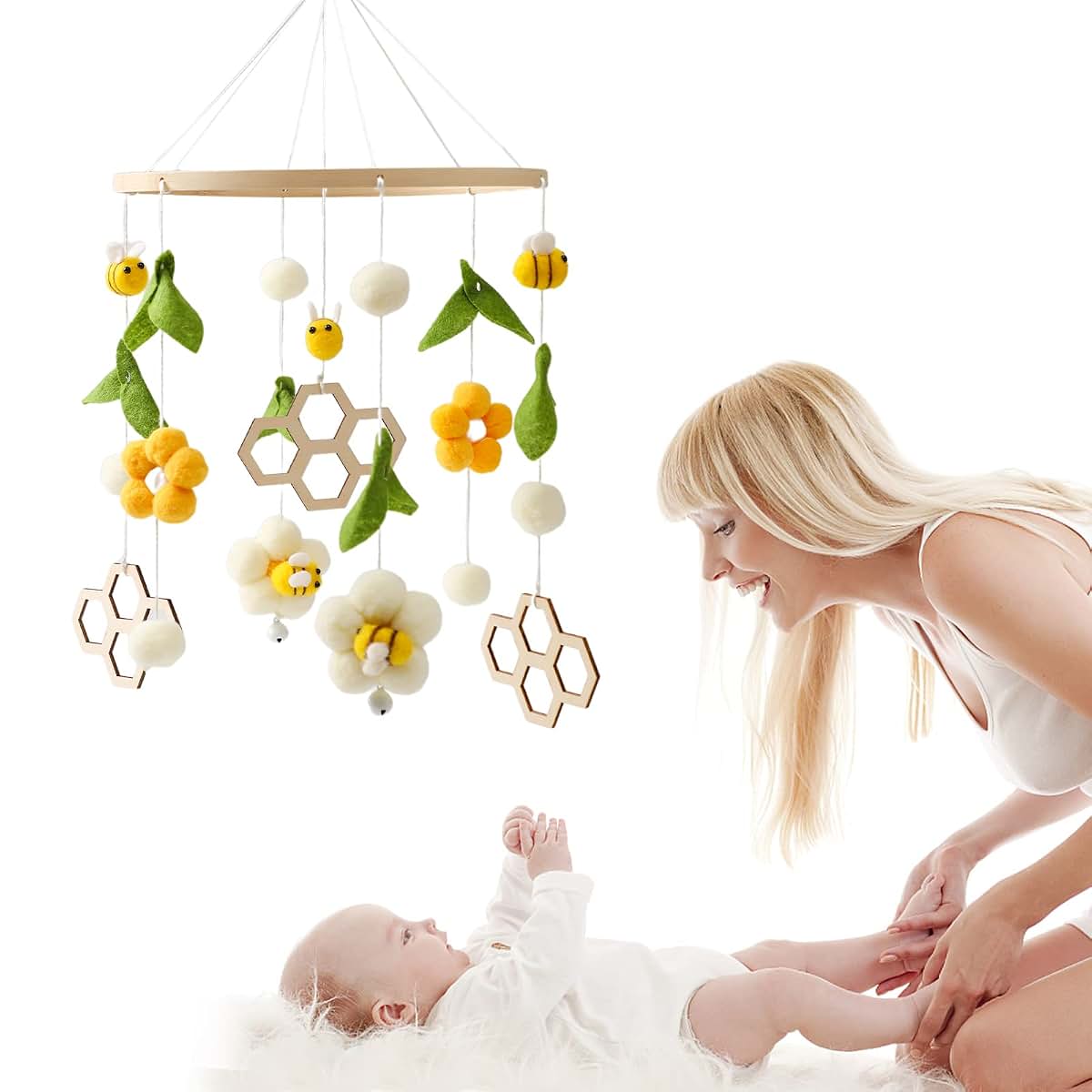 Baby Mobile for Crib Nursery Decor Felt Ball Decoration
