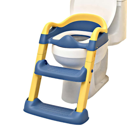 PGM DISTRIBUTORS Kids Potty Training Seat with Ladder, Adjustable Height 14.5-15.7 inches, Cushioned Seat, Splash Guard