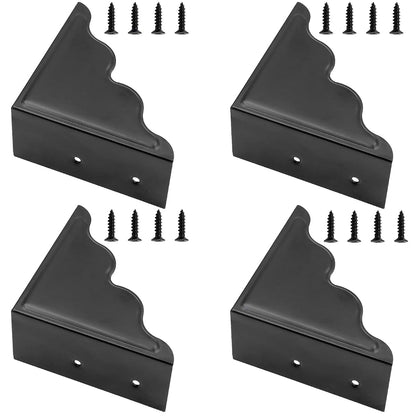 Pack of 4 Antique Metal Corner Protectors, 3.68 inch, Black Decorative Edge Guards