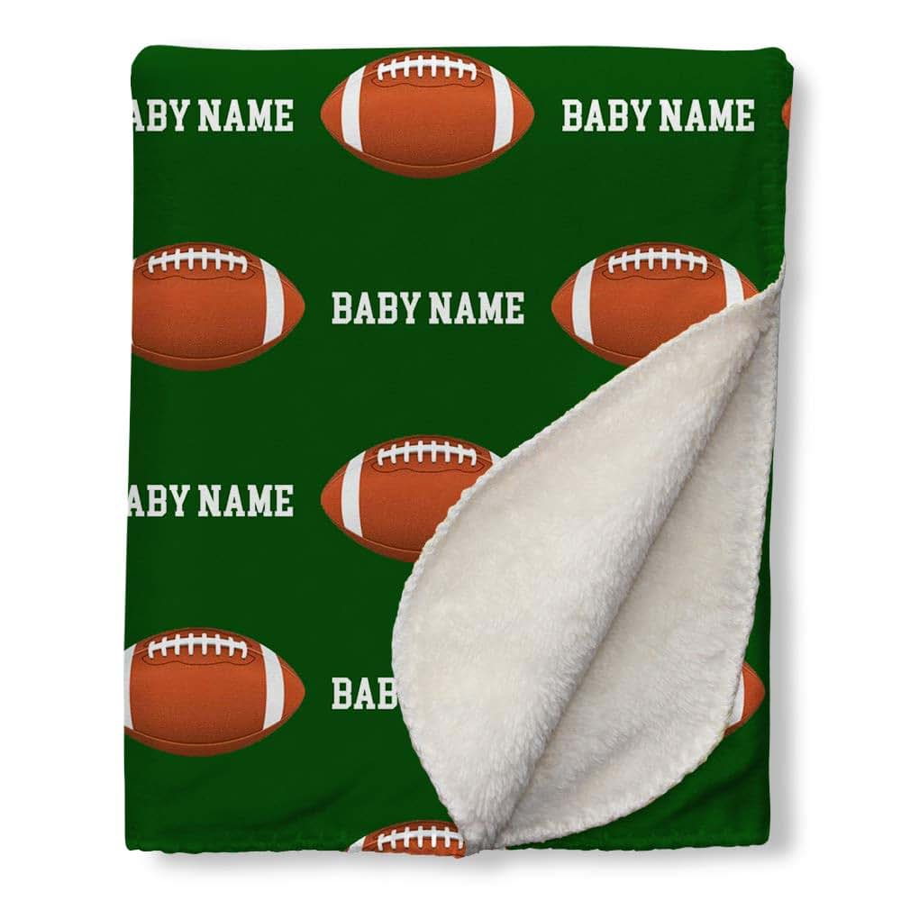 NICTIMEID Custom American Football Blanket for Boys Personalized with Baby Name - Sherpa Fleece Blanket Newborn Gift