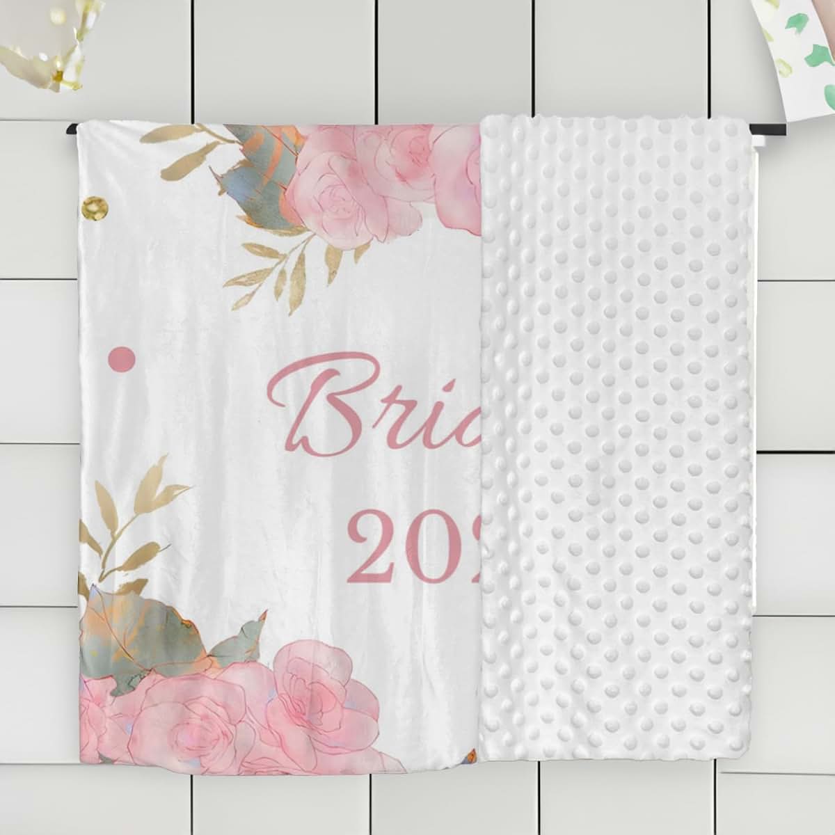 ZHOUSFK Personalized Baby Blanket for Girls Custom Baby Blanket with Name Elephant Floral Customized Baby Blanket Gifts (photo 4)